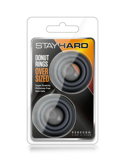 Stay Hard Over Sized Donut Rings 2 Pack Black 1